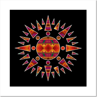 Native American pattern design warm colours Inside a Sun Posters and Art